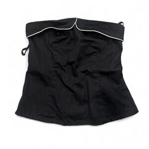 Vintage black strapless corset top with white detail